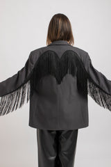 Blazer grigio gioiello e frange FEDERICA BI