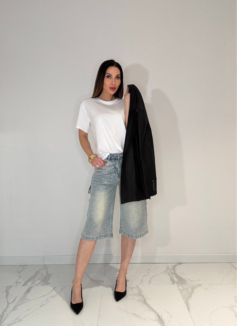 Denim azzurro cristalli FEDERICA BI