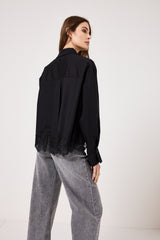 Camicia in cotone e pizzo FEDERICA BI ( bianca e nera )