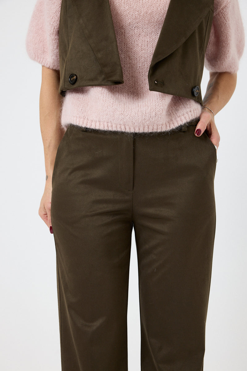 Pantalone in ecosuede verde FEDERICA BI