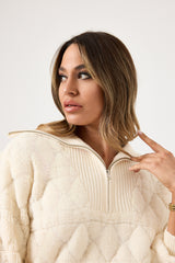 Maglione burro con zip FEDERICA BI