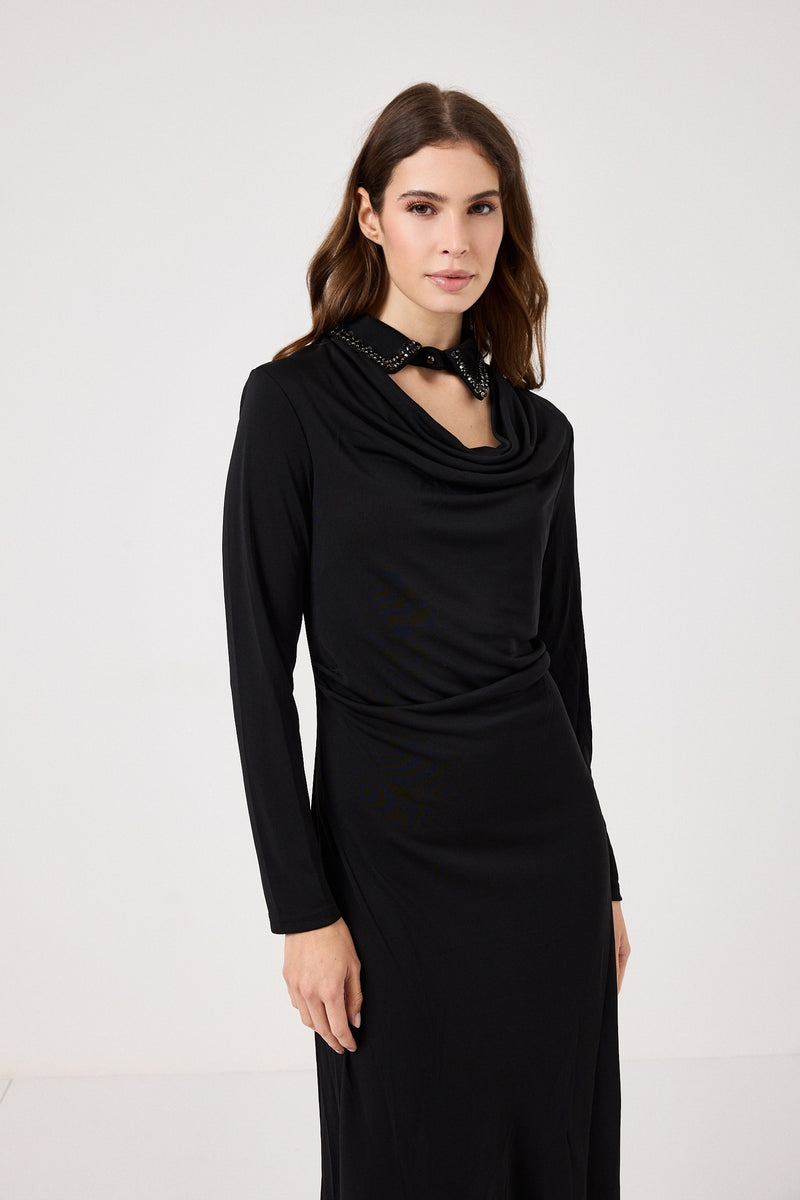 Abito nero colletto gioiello FEDERICA BI