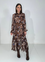 Abito in chiffon marrone FEDERICA BI
