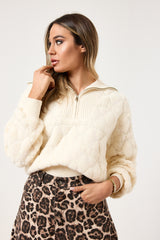 Maglione burro con zip FEDERICA BI