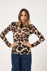 Maglia misto cachemire stampa macu marrone FEDERICA BI