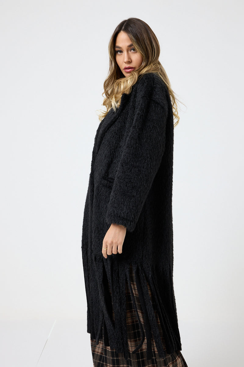 Cappotto lungo con frange FEDERICA BI ( due colori )