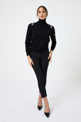 Maglia collo altro cristalli FEDERICA BI ( più colori )