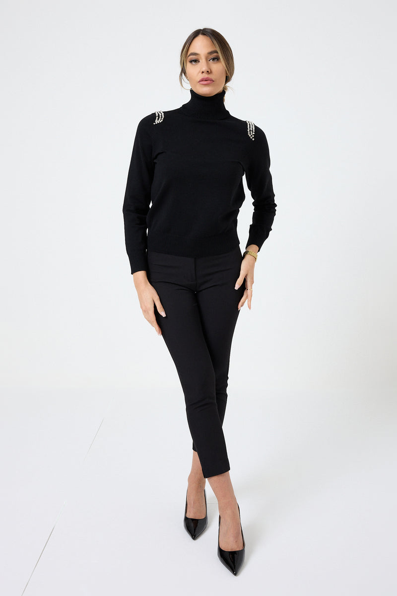 Maglia collo altro cristalli FEDERICA BI ( più colori )