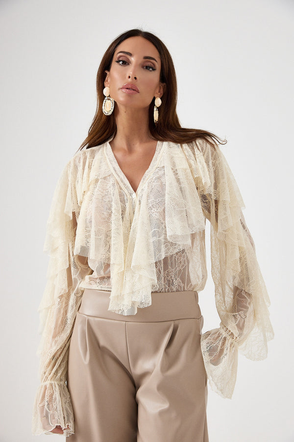 Camicia in pizzo burro FEDERICA BI
