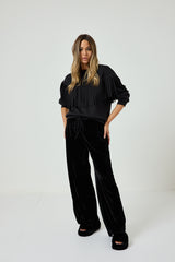 Pantalone in velluto nero FEDERICA BI