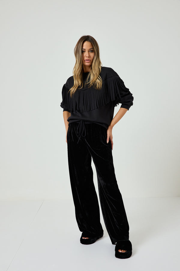 Pantalone in velluto nero FEDERICA BI