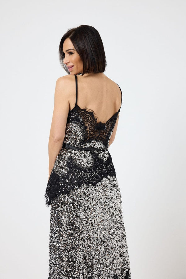 Top in paillettes argento FEDERICA BI