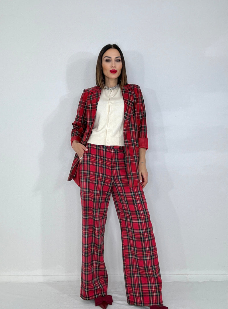 Pantalone tartan rosso FEDERICA BI