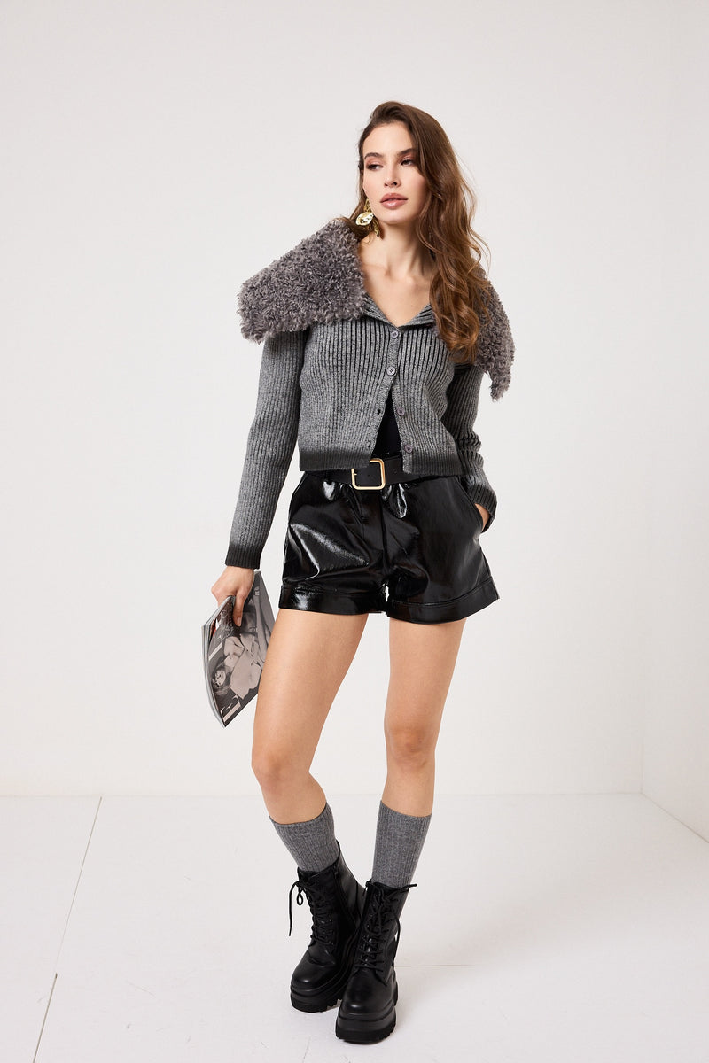 Cardigan in maglia grigio FEDERICA BI