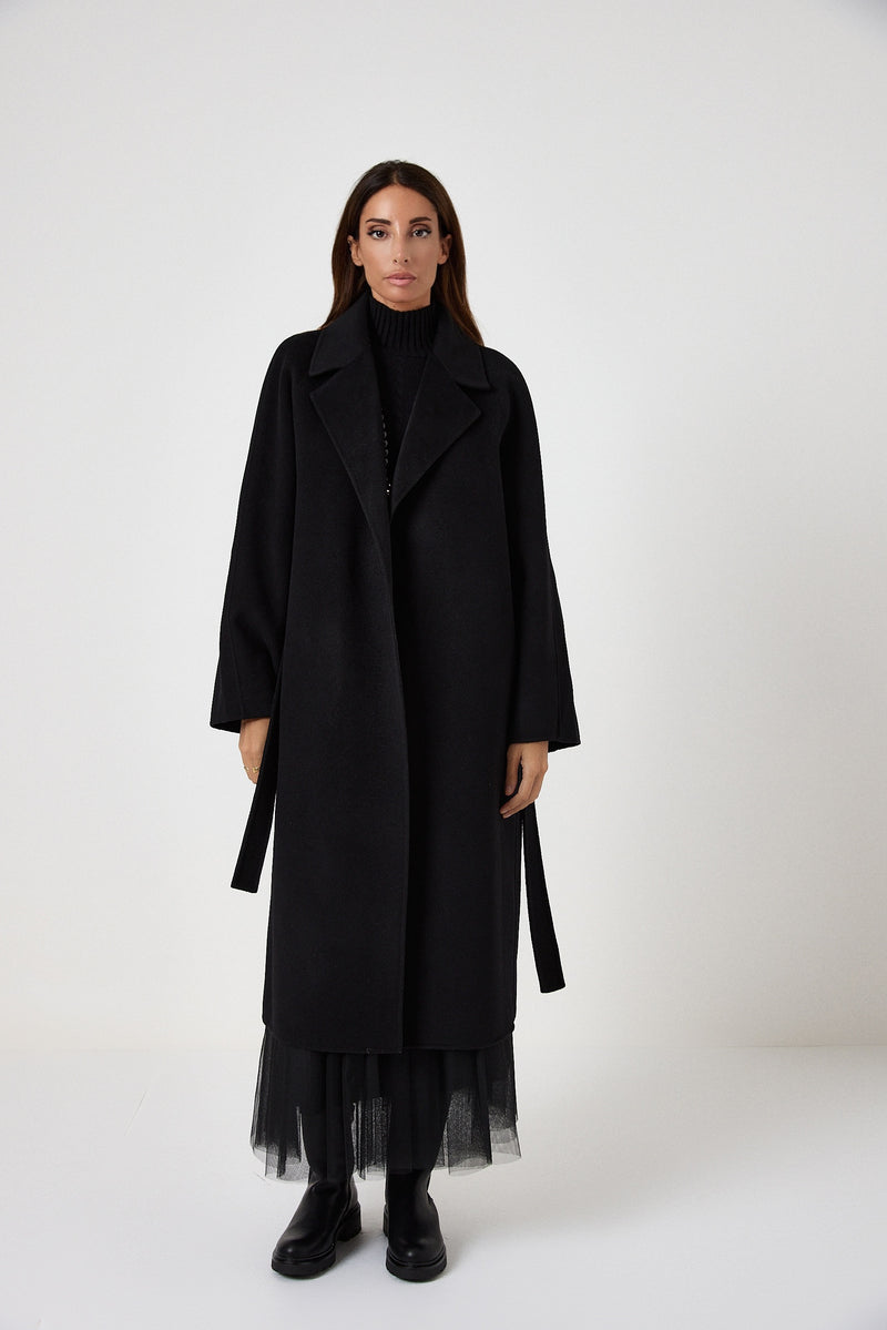 Cappotto nero cachemire e lana FEDERICA BI