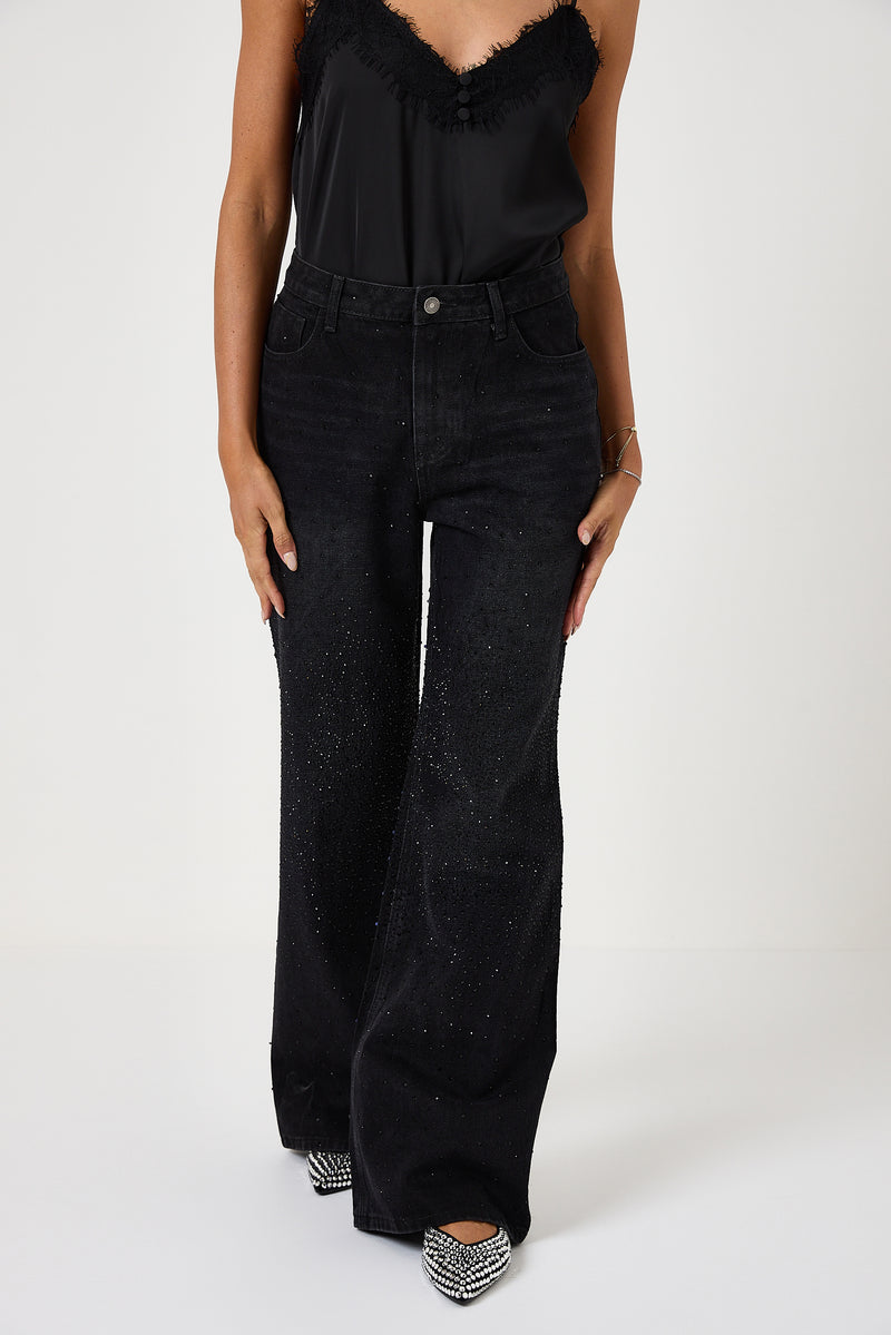 Denim nero cristalli FEDERICA BI