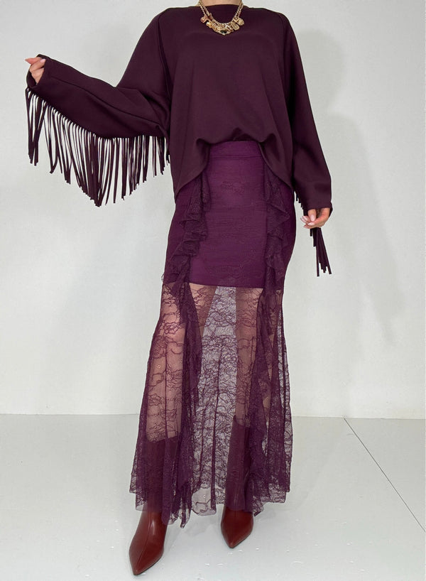 Gonna in pizzo bordeaux FEDERICA BI