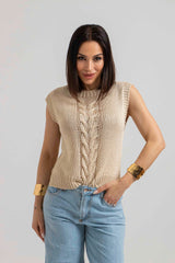Gilet in maglia treccia FEDERICA BI (piu’ colori)