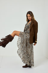 Stivale marrone con frange FEDERICA BI