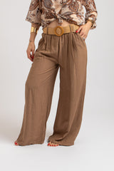 Pantalone in viscosa biscotto FEDERICA BI