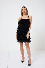 Abito plume nero FEDERICA BI