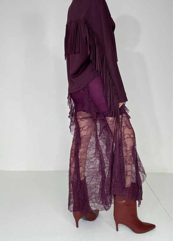 Gonna in pizzo bordeaux FEDERICA BI