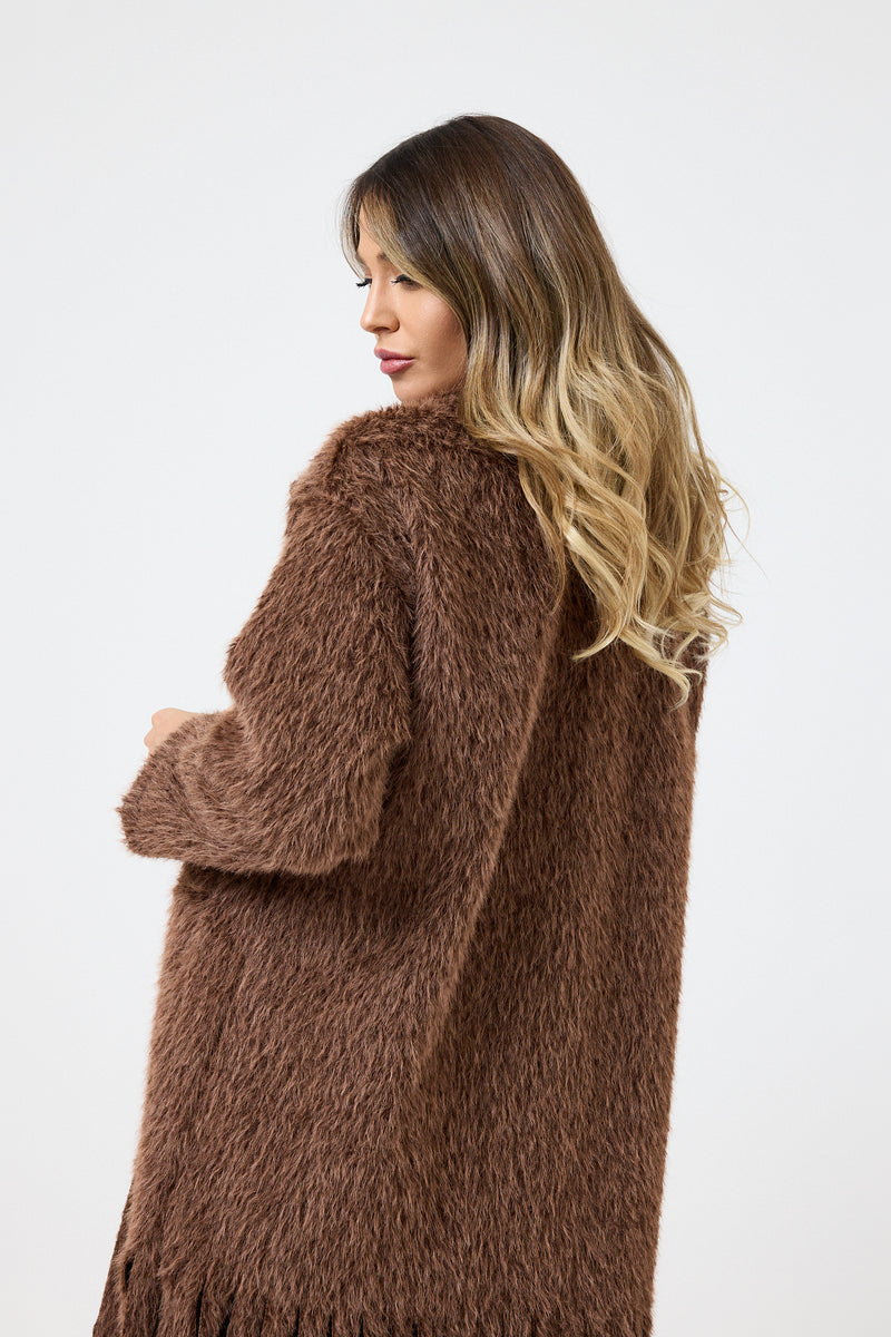 Cappotto lungo con frange FEDERICA BI ( due colori )