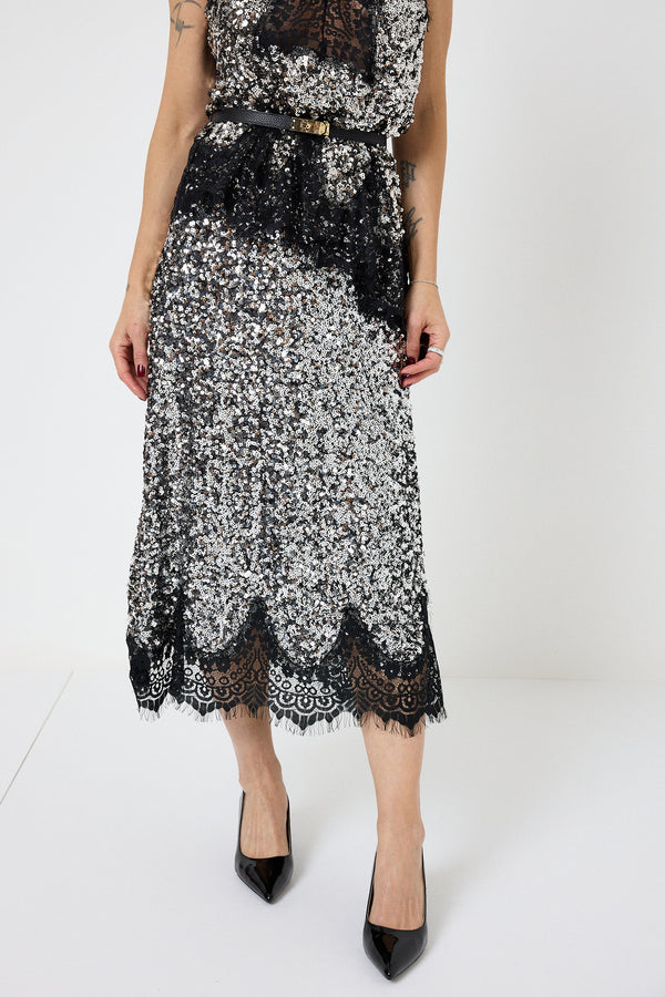 Gonna in paillettes argento FEDERICA BI