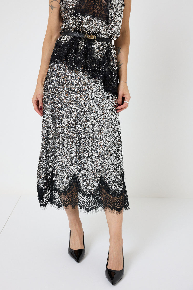 Gonna in paillettes argento FEDERICA BI