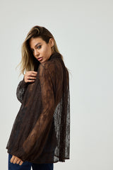 Camicia in pizzo moro con fiocco FEDERICA BI