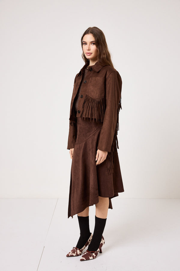 Gonna in ecosuede marrone FEDERICA BI