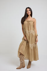 Abito lungo beige FEDERICA BI