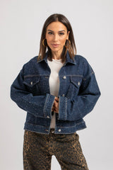 Giacca blu denim cristalli FEDERICA BI