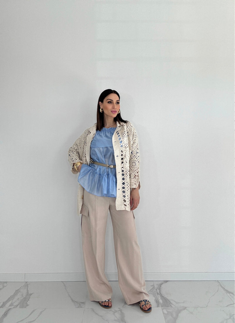 Cardigan in cotone crochet FEDERICA BI