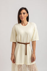 Abito lungo FEDERICA BI tricot e pizzo