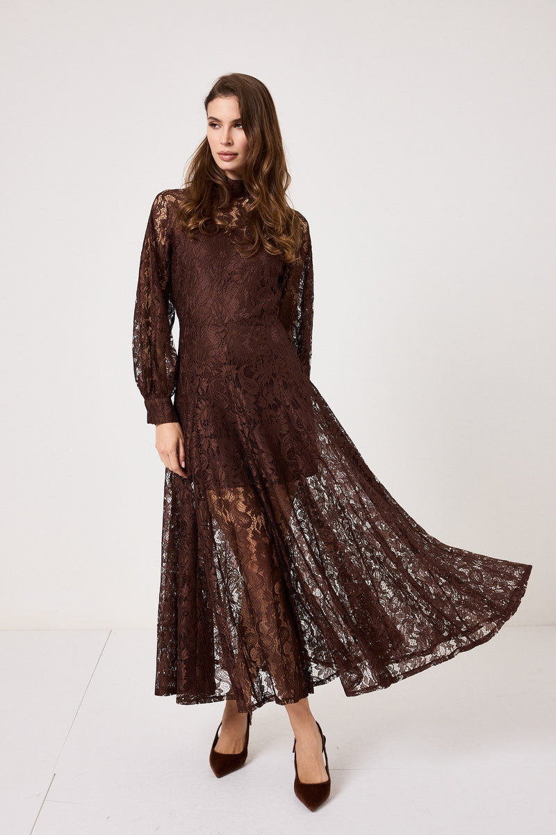Abito in pizzo cioccolato FEDERICA BI