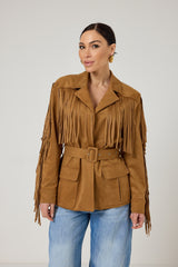 Giacca in ecosuede frange FEDERICA BI