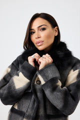 Giacca tartan grigio nero FEDERICA BI