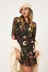 Abito in chiffon fantasia verde FEDERICA BI