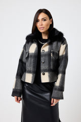 Giacca tartan grigio nero FEDERICA BI