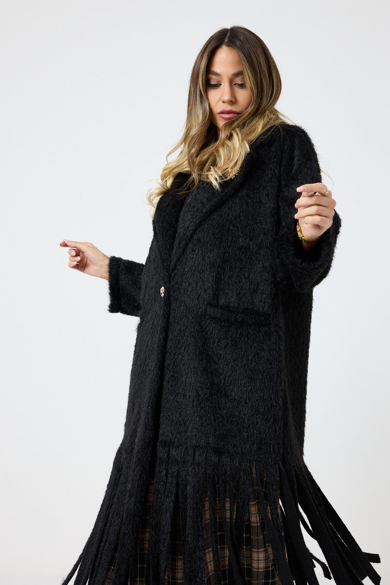 Cappotto lungo con frange FEDERICA BI ( due colori )