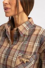 Camicia tartan cristallini e spilla FEDERICA BI