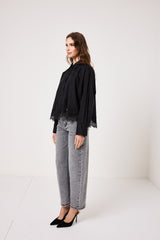 Camicia in cotone e pizzo FEDERICA BI ( bianca e nera )