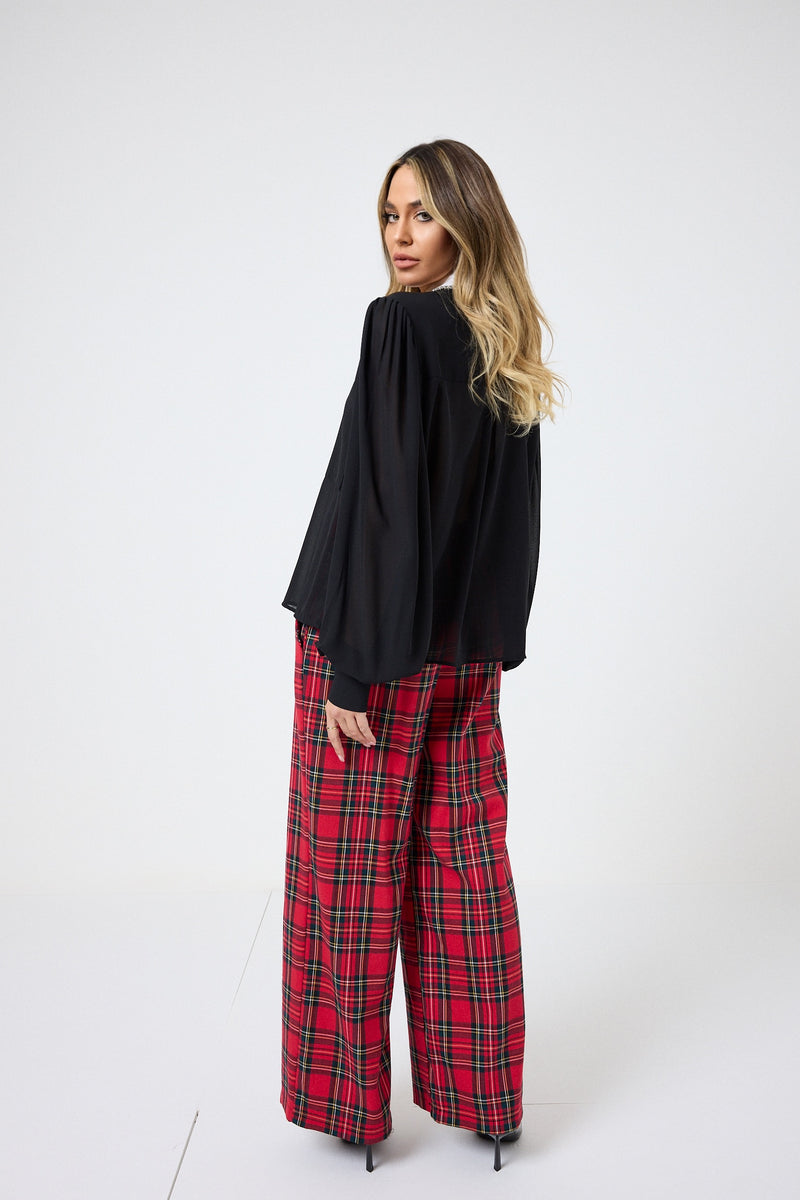 Pantalone tartan rosso FEDERICA BI