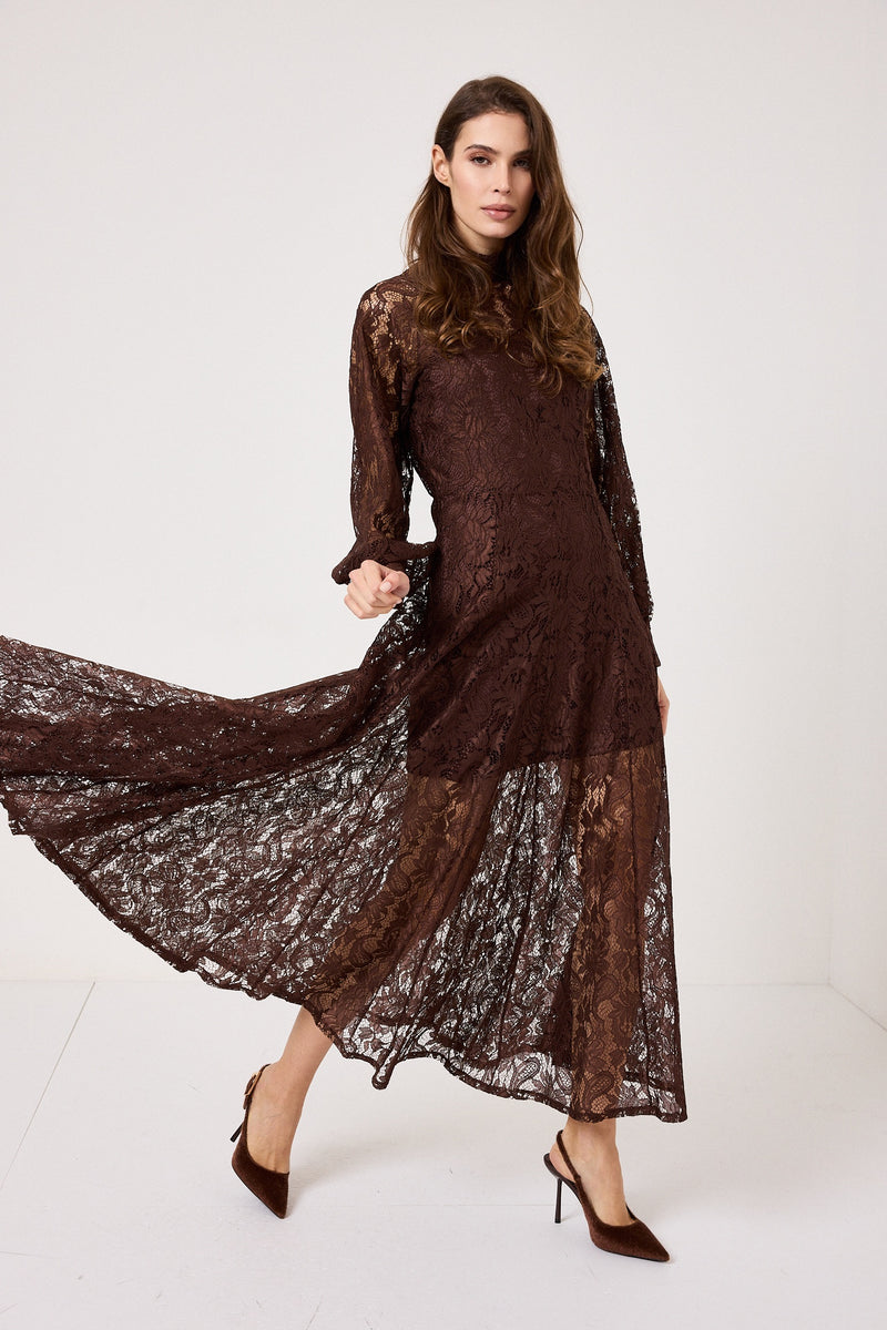 Abito in pizzo cioccolato FEDERICA BI