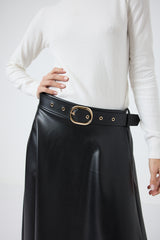 Gonna in ecopelle FEDERICA BI ( nera e bordeaux )