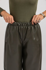 Pantalone in ecopelle verde militare FEDERICA BI