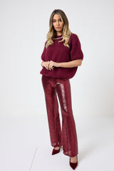 Pantalone in paillettes bordeaux FEDERICA BI