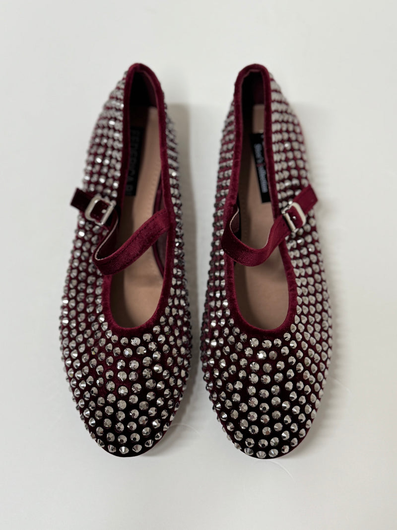 Ballerina bordeaux in velluto e cristalli FEDERICA BI
