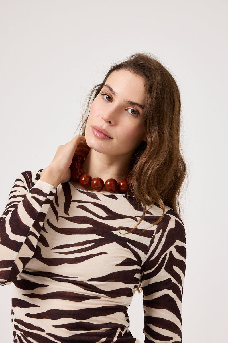 Maglia misto cachemire zebrata FEDERICA BI